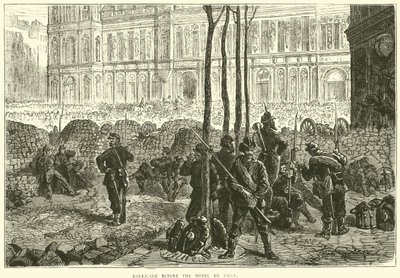 Barricada antes do Hotel de Ville, março de 1871 de English School
