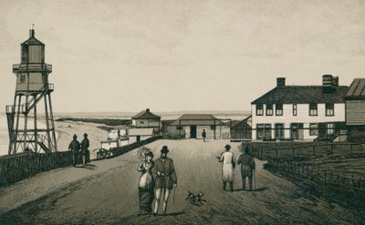 Balneário e areias, Dovercourt (litografia) de English School