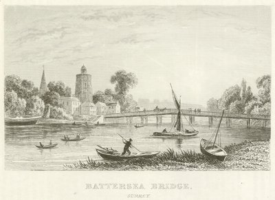 Battersea Bridge, Surrey (gravura) de English School