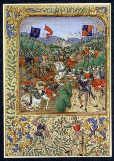 Batalha de Agincourt, 25 de outubro de 1415 (wc no papel) de English School
