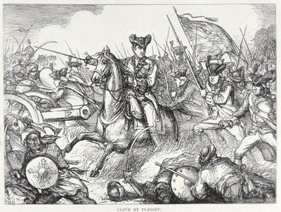 Batalha de Plassey (cor litho) de English School