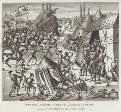 Batalha de Roch Darien e Charles de Blois presos pelos ingleses de English School