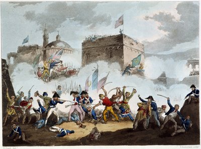 Batalha de São João do Acre, 8 de Maio de 1799 - em "The Napoleonic Wars" por Sutherland, Dubourg, Londres, imp. por Jenkins de English School