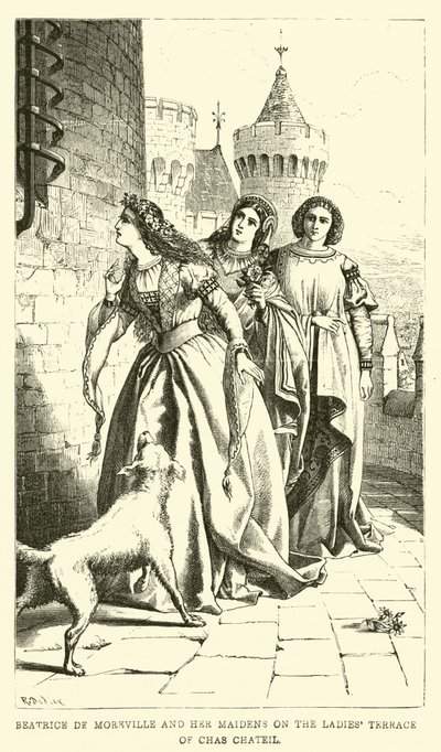 Beatrice de Moreville e suas donzelas no Ladies Terrace of Chas Chateil de English School