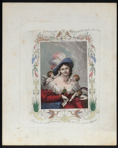 Linda mulher rodeada de fadas (cor litho) de English School