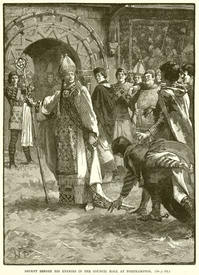 Becket antes de seus inimigos no salão do Conselho em Northampton de English School