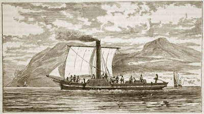 Bells Comet, ilustração da história ilustrada de Cassells da Inglaterra (foto sépia) de English School