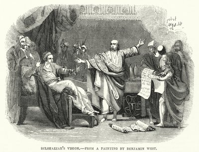 A Visão de Belshazzar, de uma pintura de Benjamin West (gravura) de English School