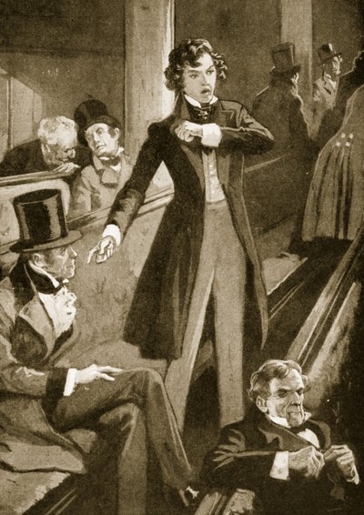 Benjamin Disraeli fazendo seu primeiro discurso na Câmara de English School