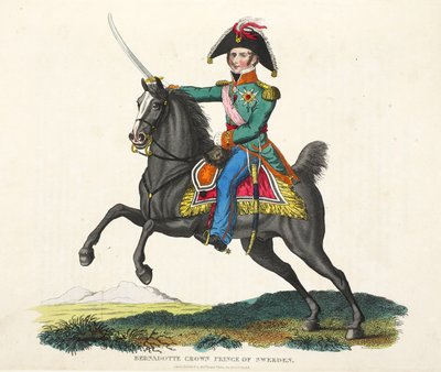 Bernadotte, príncipe herdeiro da Suécia, pub. por Richard Evans, engr romney, ilustração de um relato histórico da batalha de Waterloo por William Mudford, 1816 de English School