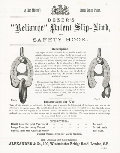 Bezers Reliance Patent Slip-Link e Gancho de Segurança de English School