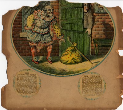 Billy Purvis Stealing the Bundle (litografia a cores) de English School