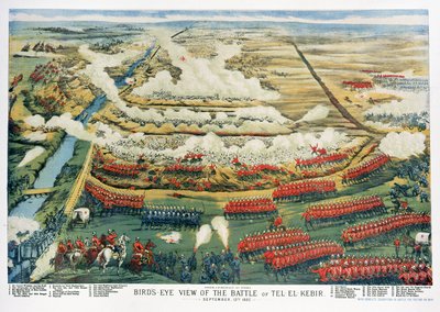 Visão panorâmica da Batalha de Tel el-Kebir em 13 de setembro de 1882 de English School