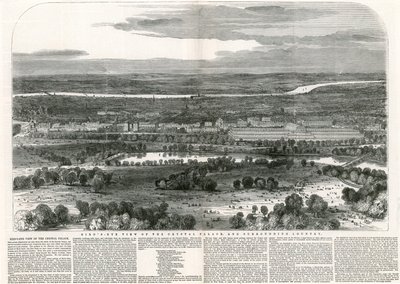 Birdseye, vista, de, a, palácio cristal, e, cercar, país, grande exibição, 1851 de English School