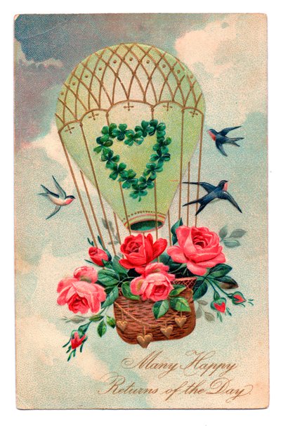 Cartão postal de aniversário, c.1907 de English School