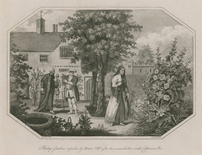 Bispo Gardiner reprovado pelo rei Henrique VIII depois de sua reconciliação com Catherine Parr de English School