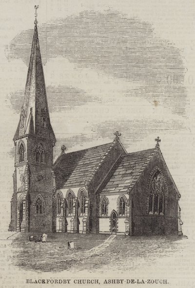 Igreja Blackfordby, Ashby-de-la-Zouch (gravura) de English School