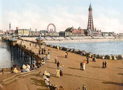 Blackpool do North Pier (foto colorida à mão) de English School