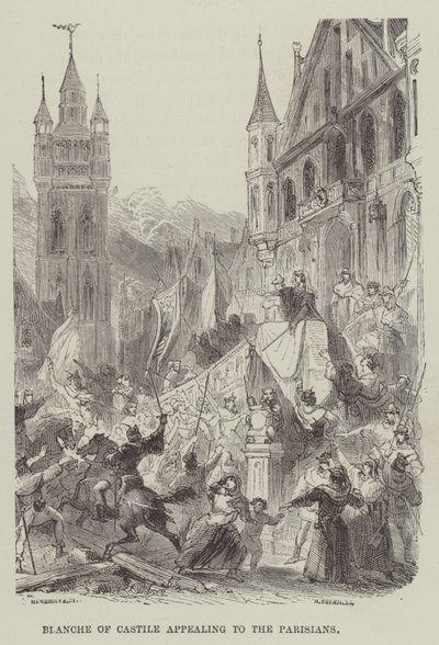 Blanche de Castela apelando aos parisienses (gravura) de English School