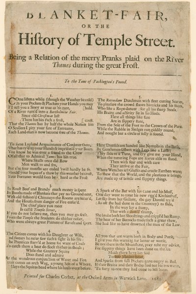 Cobertor justo. Poema sobre a Feira da Geada de 1684 de English School