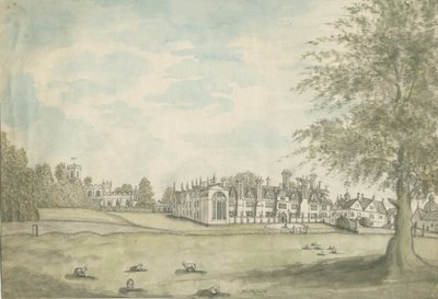 Blithfield Hall: pintura em aquarela, séc. de English School
