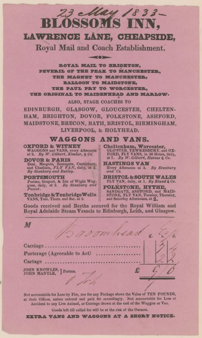 Inn de flores, Lawrence Lane, Cheapside, Bill de English School