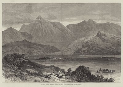 Bodeen Peak, and Village of Madzai, Khoorum Valley, Afeganistão (gravura) de English School