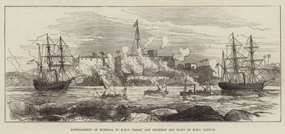 Bombardeamento de Mombaça pela HMS Nassau e Rifleman e Barcos da HMS Londres (gravura) de English School