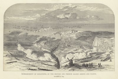 Bombardeio de Sebastopol pelos Exércitos e Frotas Aliados Britânicos e Franceses, 17 de outubro de 1854 de English School