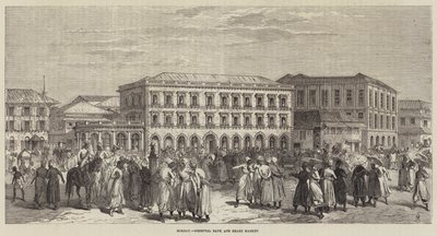 Bombaim, Banco Oriental e Mercado de Acções (gravura) de English School