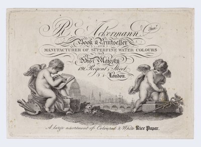 Livro e Printeller, R Ackermann Junior, cartão comercial de English School
