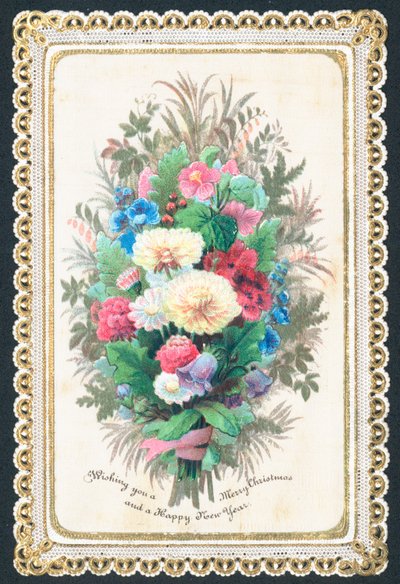 Buquê de flores, cartão de Natal de English School