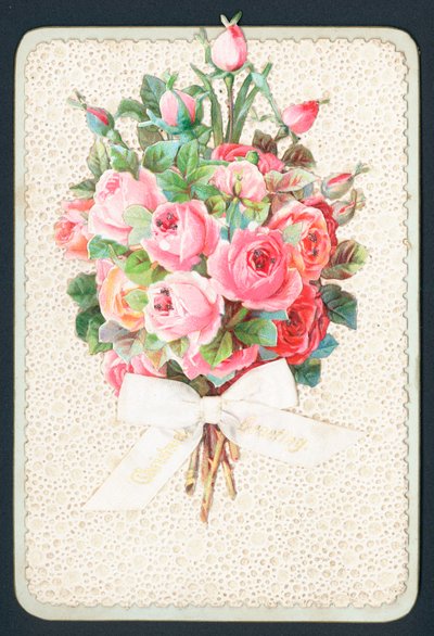 Buquê de rosas cor de rosa, cartão de Natal de English School