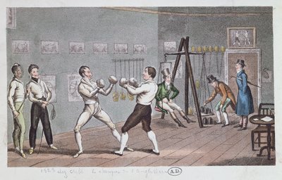 Boxe na Inglaterra, 1823 (gravura a cores) de English School
