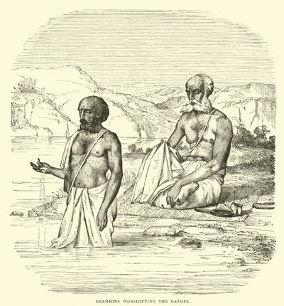Brahmins adorando o Ganges de English School