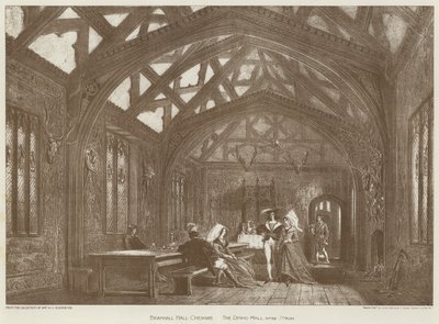 Bramhall Hall, Cheshire, The Dining Hall (litho) de English School