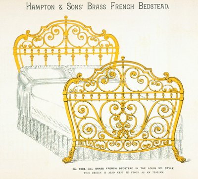 Leito de latão francês da Hampton and Sons Catalogue de Furniture, 1902 de English School