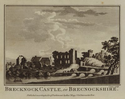 Castelo Brecknock, em Brecknockshire (gravura) de English School