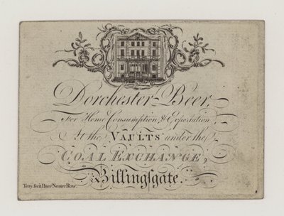 Brewer, cerveja de Dorchester, cartão de comércio de English School