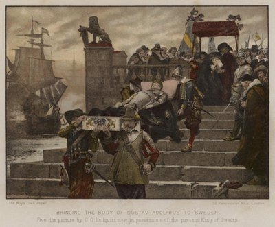 Trazendo o corpo de Gustav Adolphus para a Suécia, 1632 de English School