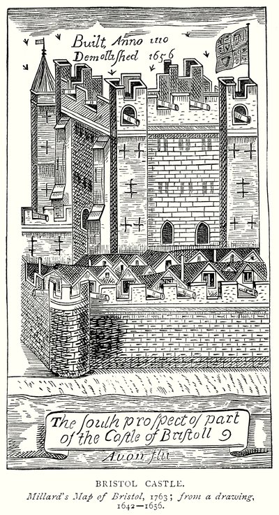 Castelo de Bristol (gravura) de English School
