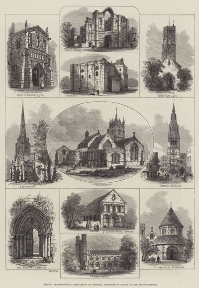 British Archaeological Association at Wisbech, Sketches of Places in the Neighbourhood (gravura) de English School