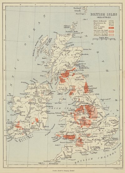 Indústrias das Ilhas Britânicas (litografia a cores) de English School