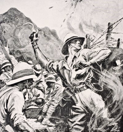 Tenente britânico WT Forshaw VC, de &39;The War Illustrated Album deLuxe&39;, publicado em Londres, 1916 de English School