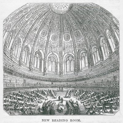 Museu Britânico: Nova sala de leitura (gravura) de English School