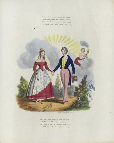 Cartão de dia dos namorados britânico com uma imagem de um homem e uma mulher de mãos dadas de English School