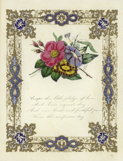 Cartão de dia dos namorados britânico com uma imagem de flores de English School