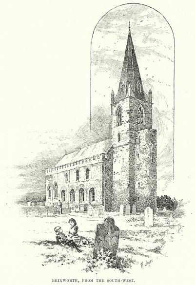 Brixworth, do sudoeste (gravura) de English School