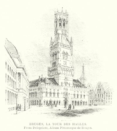 Bruges, Torre Halles (gravura) de English School