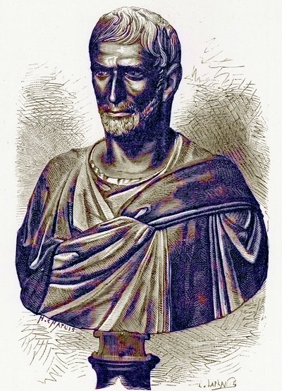 Brutus, busto no Capitólio, ilustração da História de Roma por Victor Duruy, publicado em 1884 (imagem digitalmente aprimorada) de English School